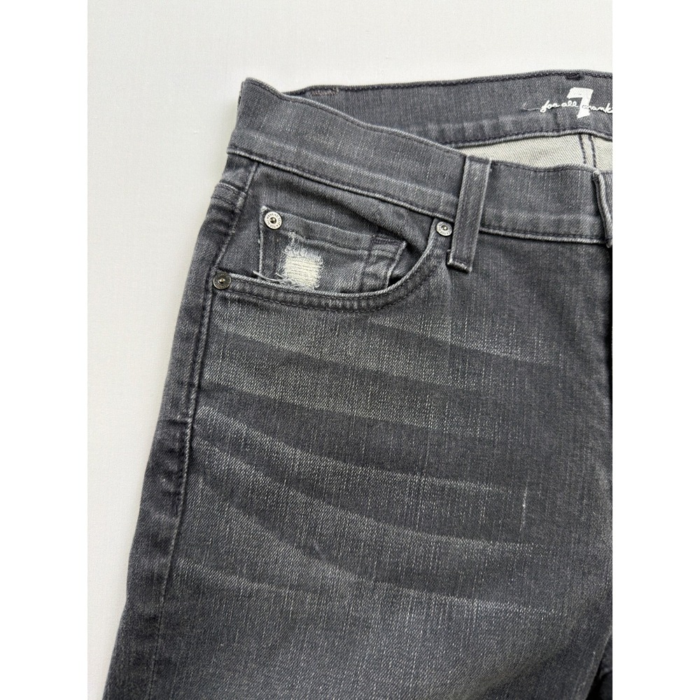 7 For All Mankind Slimmy Jeans Womens Gray Distressed Slim Fit Denim Size  31 - Picture 4 of 15